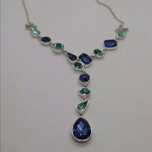 J Lo silver tone blue/aqua gem necklace